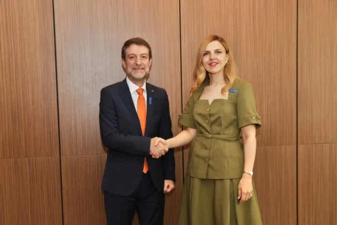 Albanian Foreign Minister Ferit Hoxha (left) meets Bulgarian Foreign Minister Velislava Petrova in Sofia on Wednesday ahead of the SEECP foreign ministers' meeting. (Photo: MFA Albania/X)